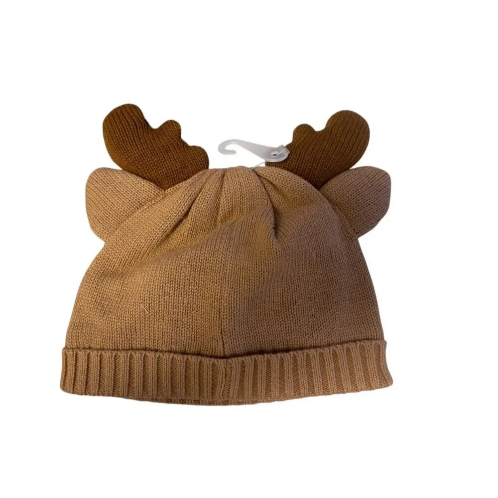Gymboree Knitted Reindeer Beanie With Antlers - 0-6 Mos